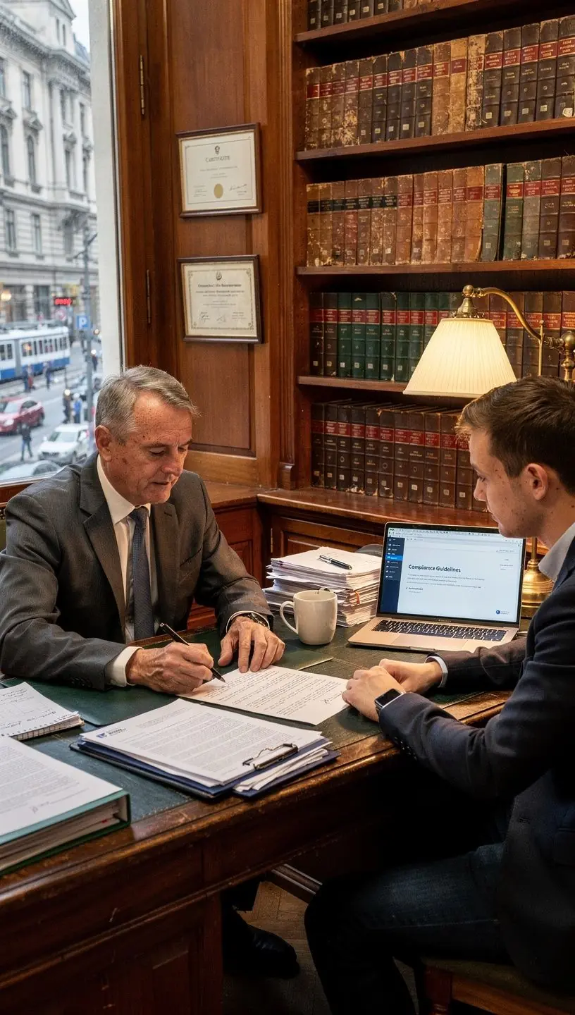 Diákok, akik online platformon tanulnak jogi ismereteket.